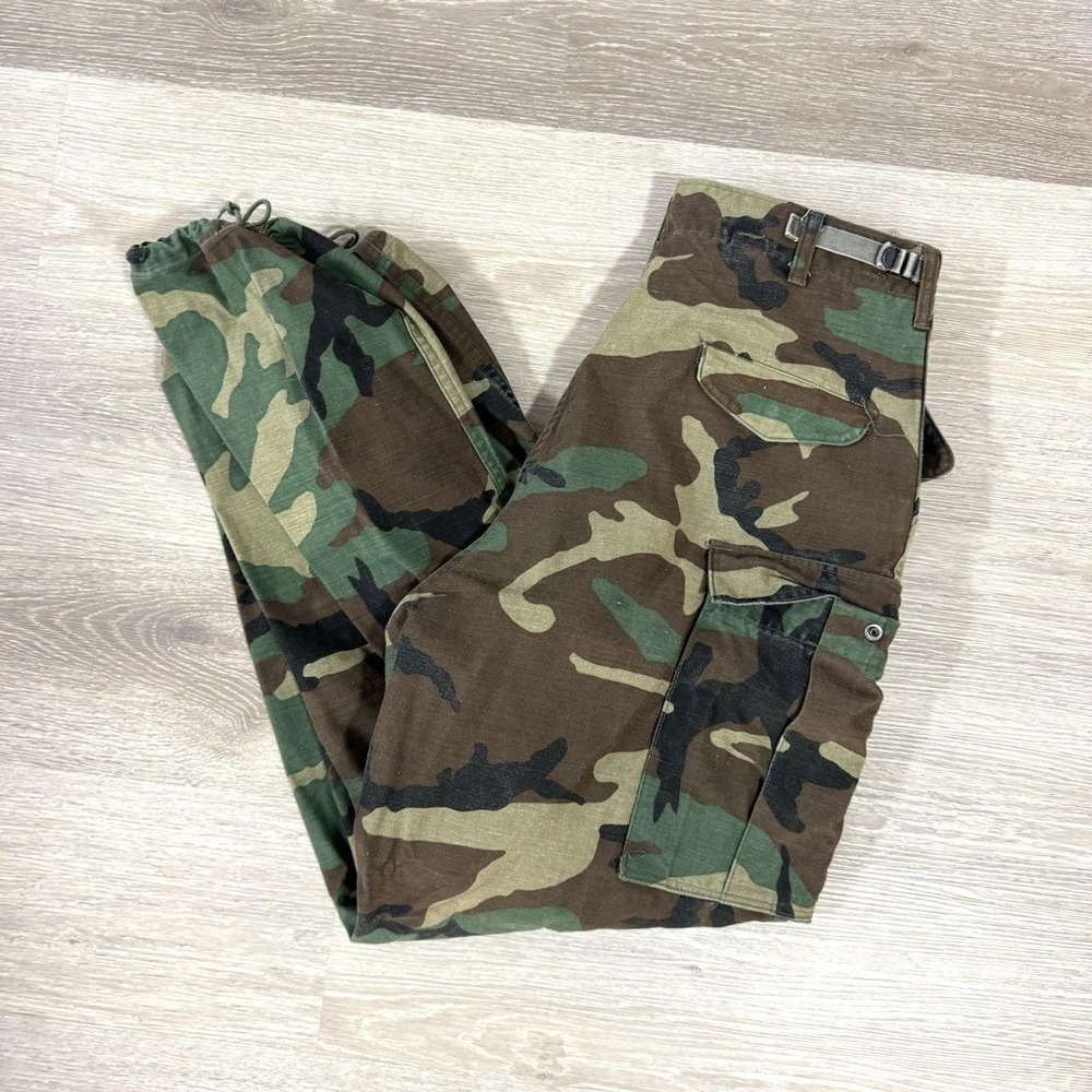 Vintage 80s Cold Weather Field Trousers Woodland Camo 8415-01-099-7859 Men's Med